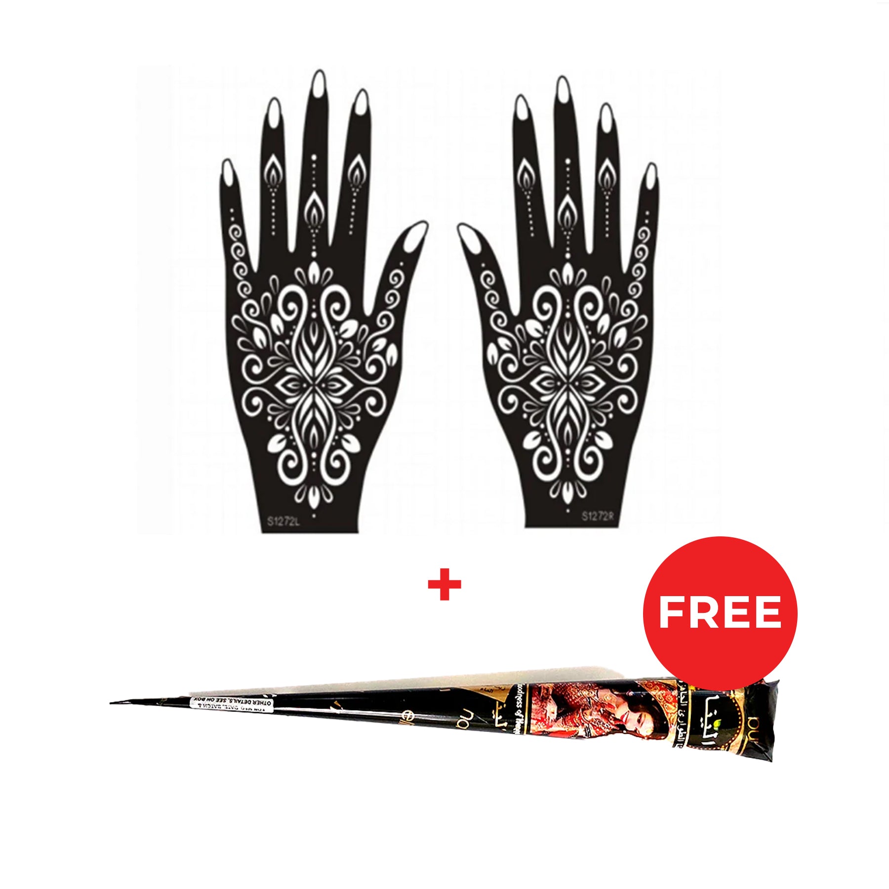Henna Hand Stickers ( Set of Two ) + FREE Henna Cone