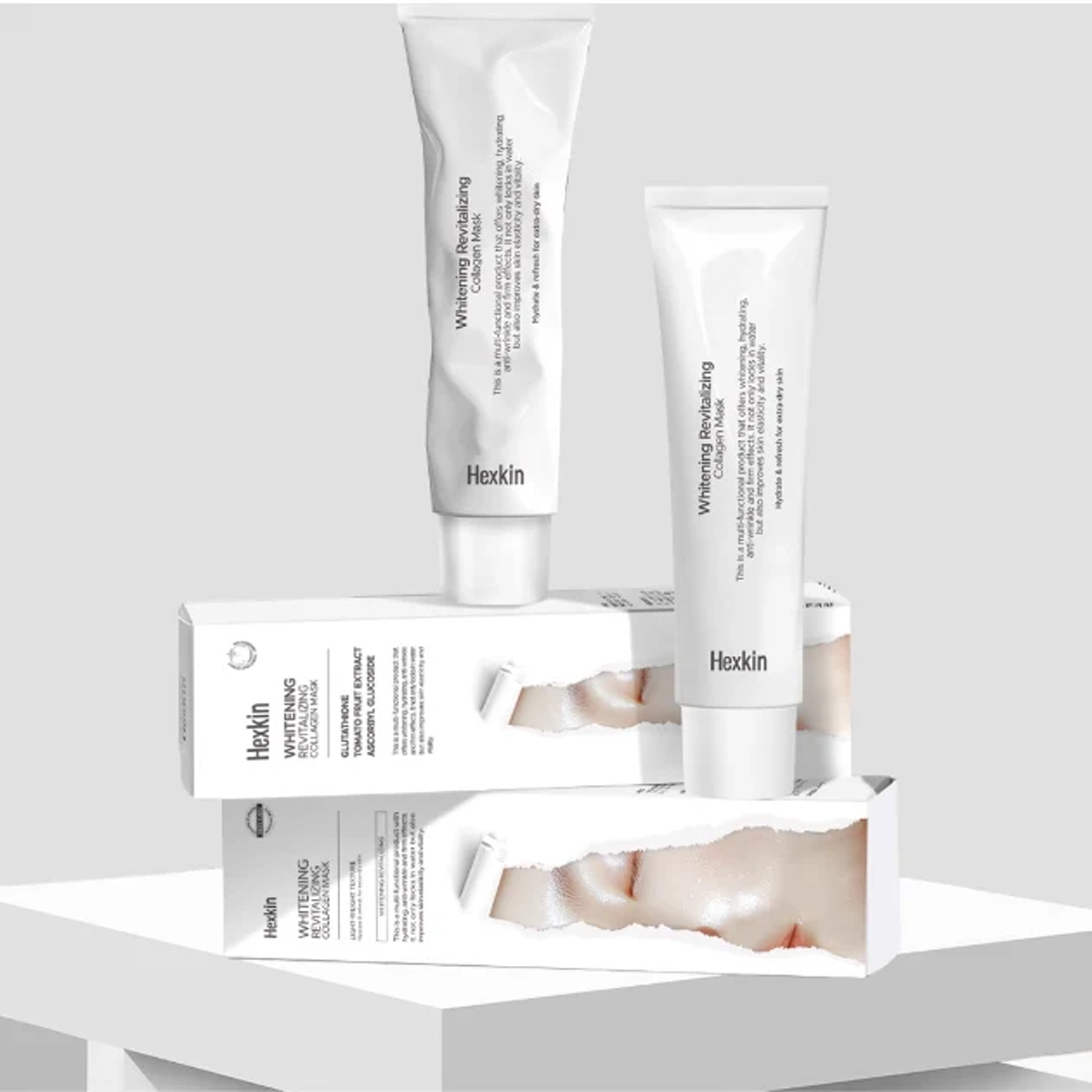 Hexkin Whitening Revitalizing Collagen Mask available on Qasr Jamal Store
