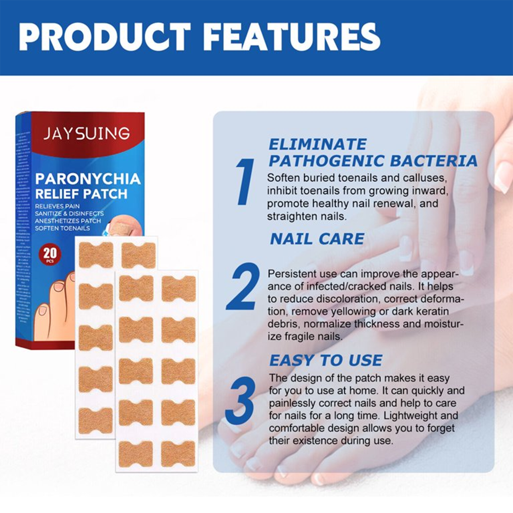 Jaysuing Paronychia Relief Patch - 20pcs