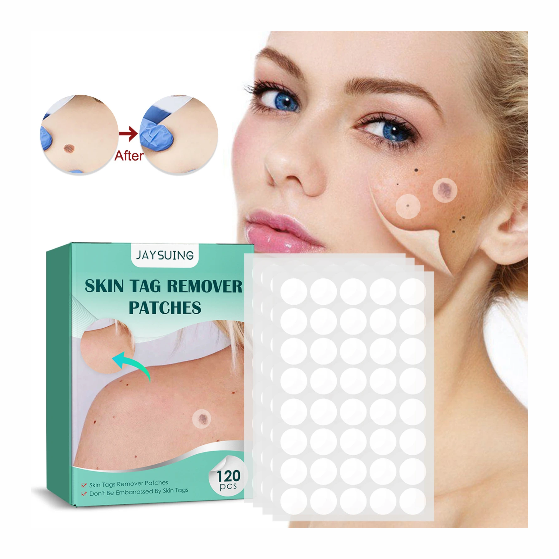 Jaysuing Skin Tag Removal Patches - 120 pcs. Instant relief from wart pain. 