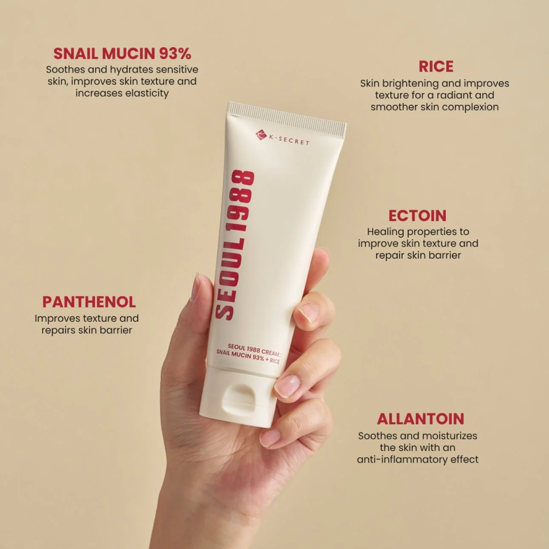 K-SECRET Seoul 1988 Cream Snail Mucin 93% + Rice 100 ml