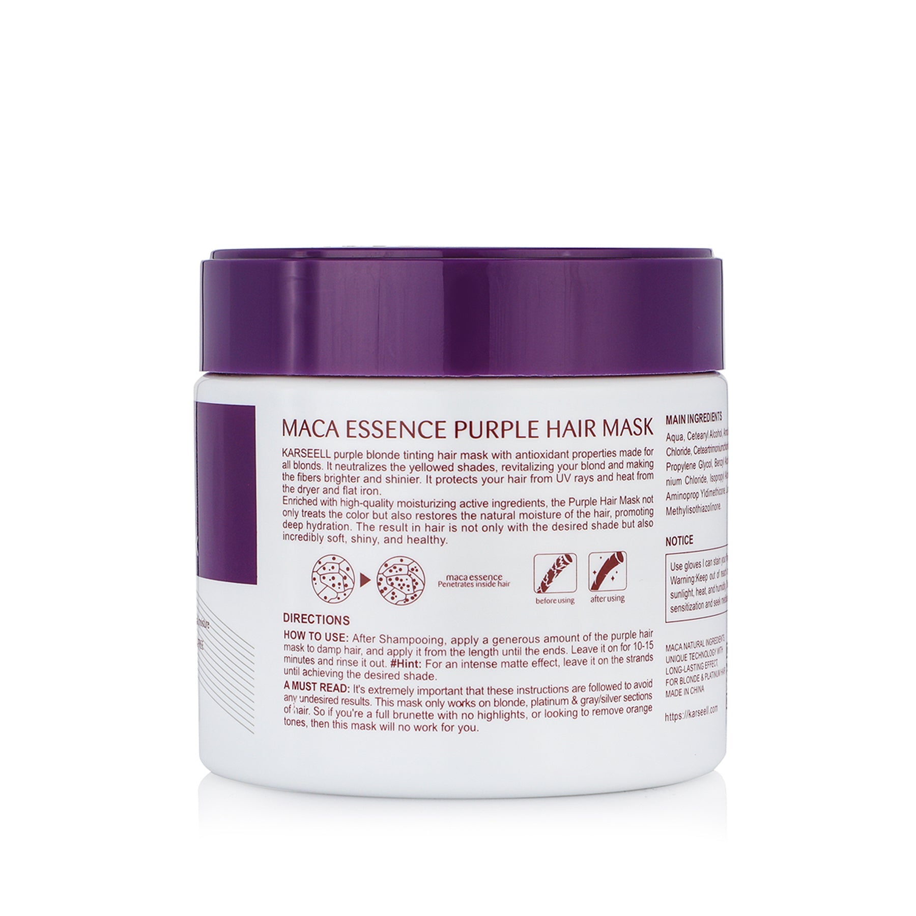 Karseell Maca Power Essence Purple Hair Mask - 500ml