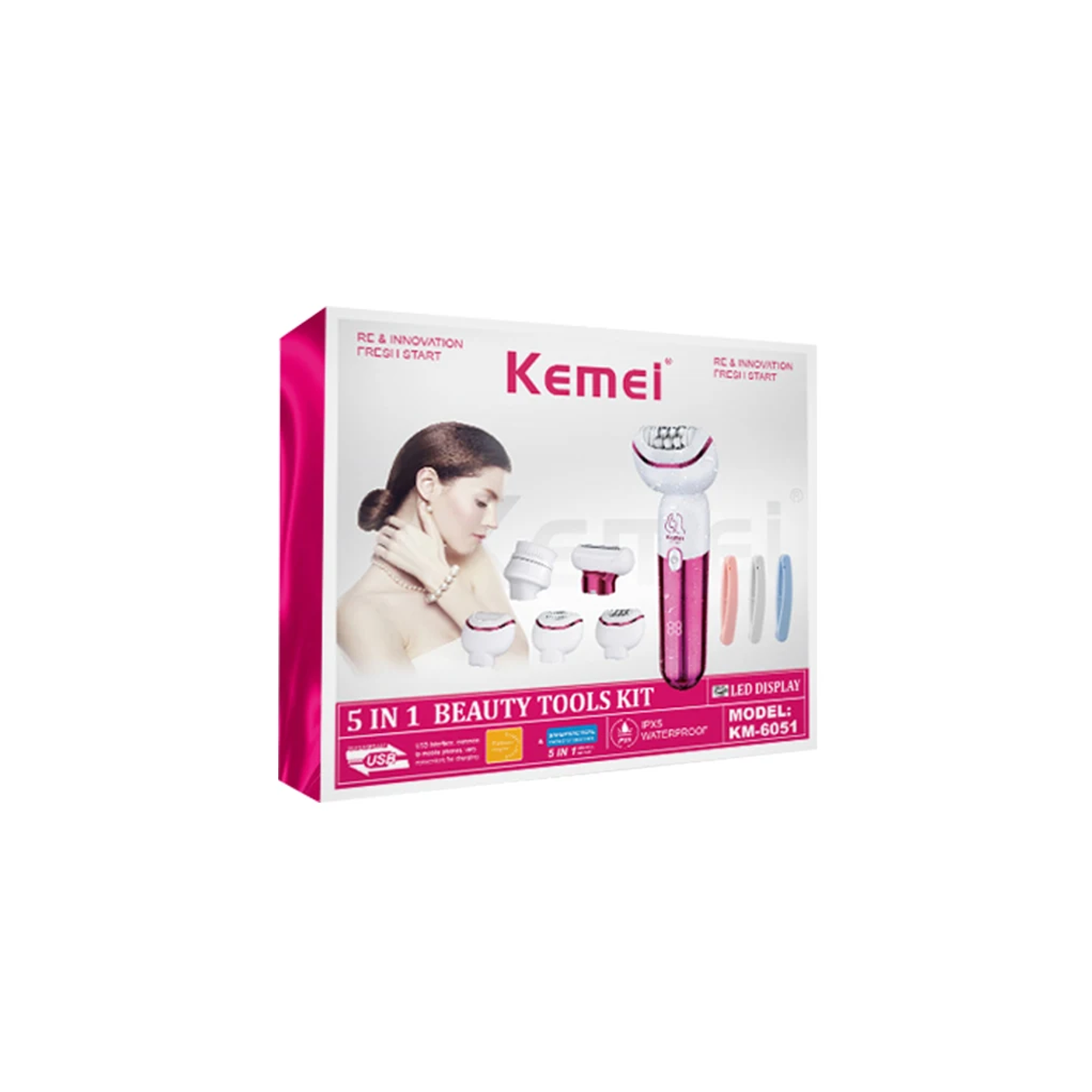 The product of Kemei 5 in 1 Beauty Tools kit KM-8001