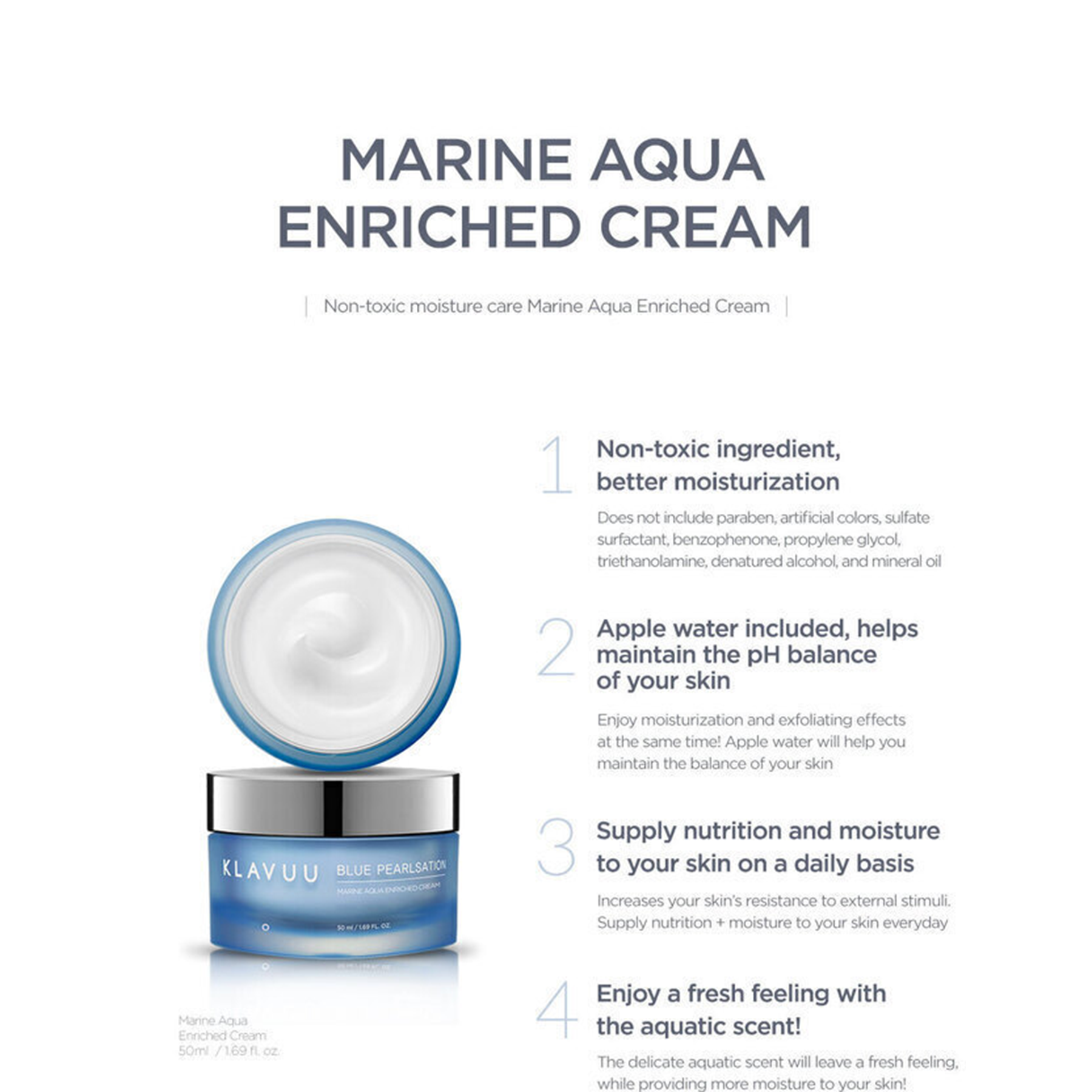 Klavuu Blue Pearlsation Marine Aqua Enriched Cream - 50ml