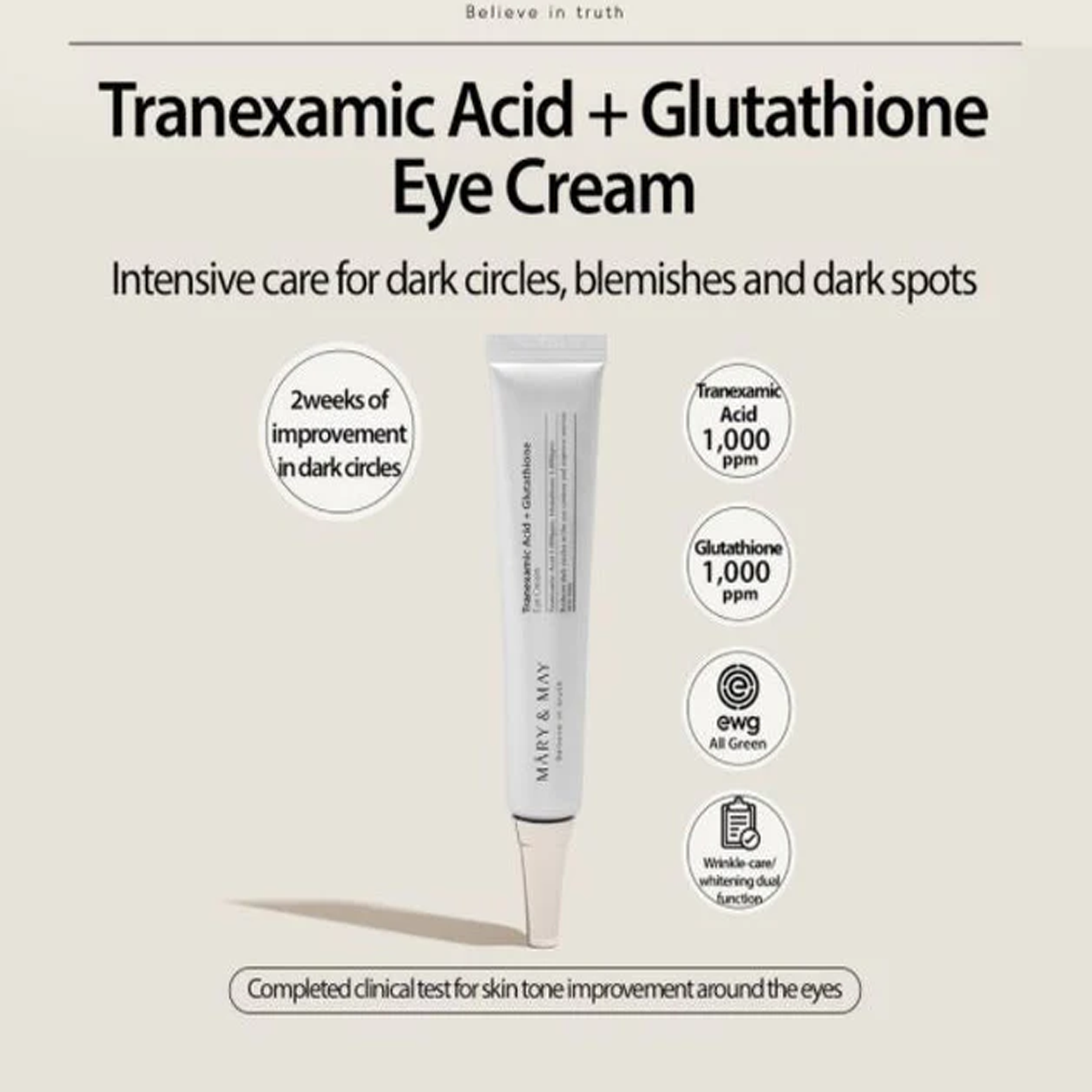 Key Benefits of Mary & May Tranexamic Acid+ Glutathione Eye Cream