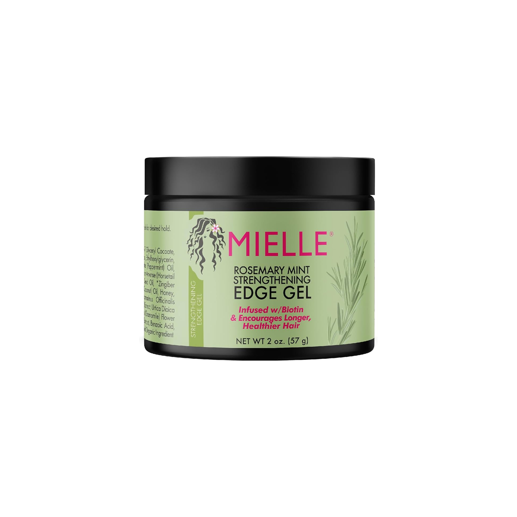 Mielle Rosemary Mint Strengthening Edge Gel - 57g - A jar of edge gel.