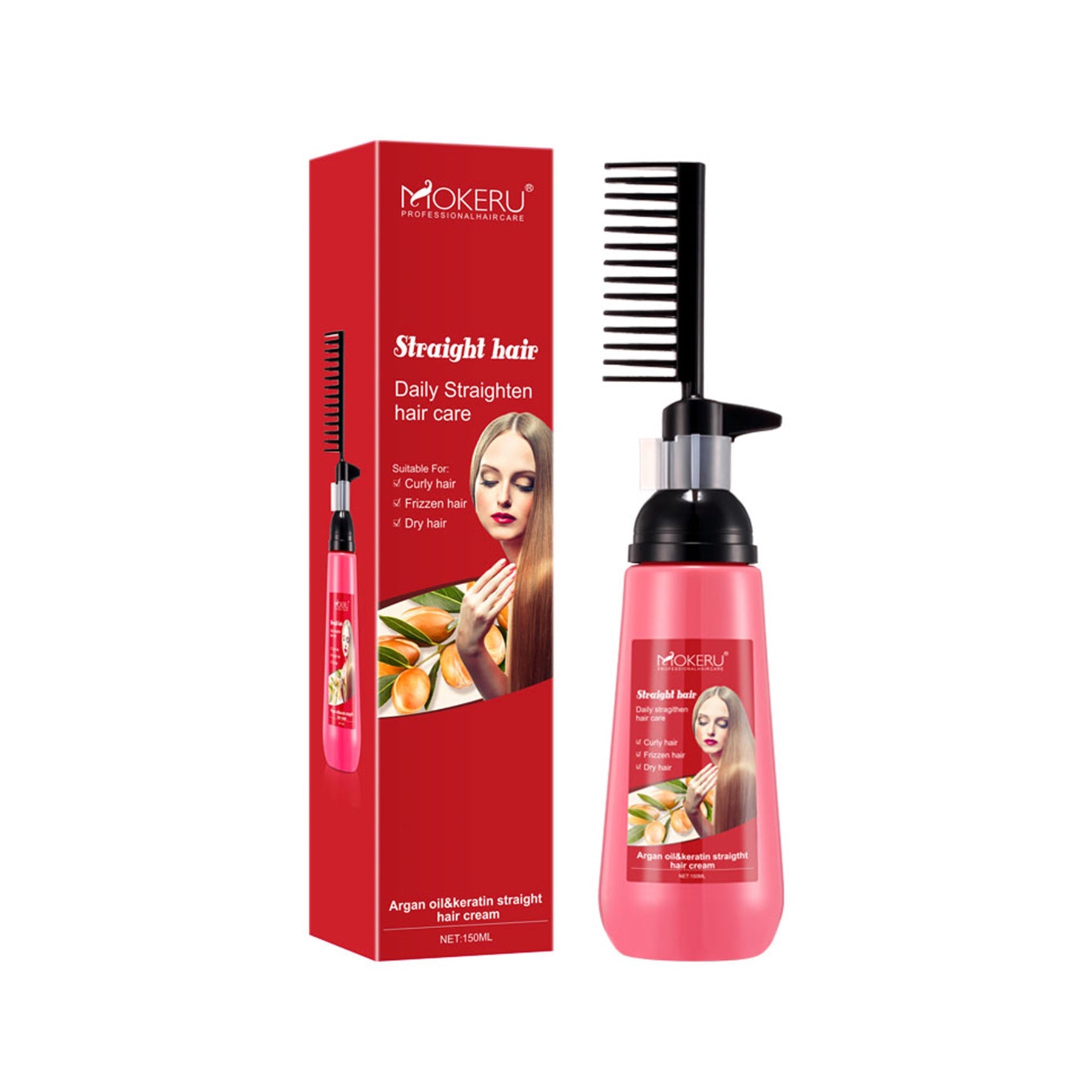 Mokeru Straight Hair Cream with Comb 150ml