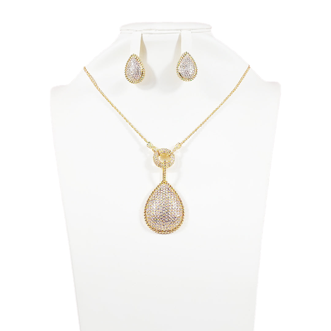 Elegant Looking Teardrop Shaped Necklace and Earring Set
