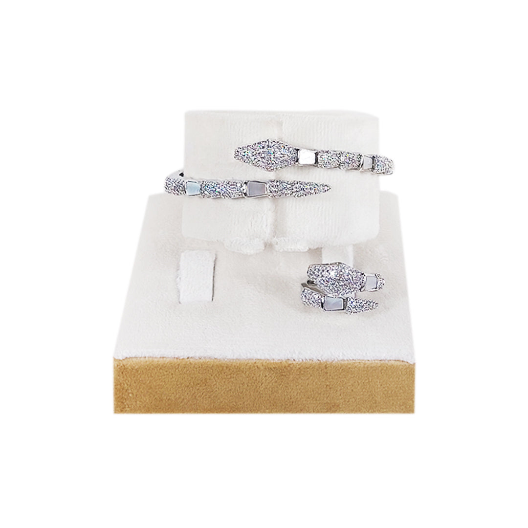 Statement Golden & Silver Snake Bracelet And Ring Set