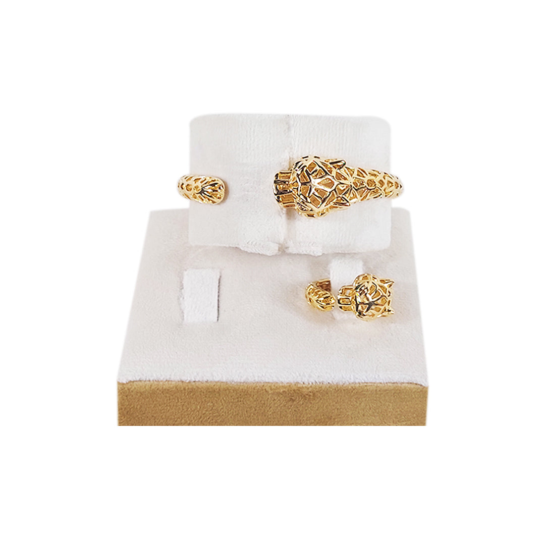 Statement Golden & Silver Tiger Bracelet And Ring Set