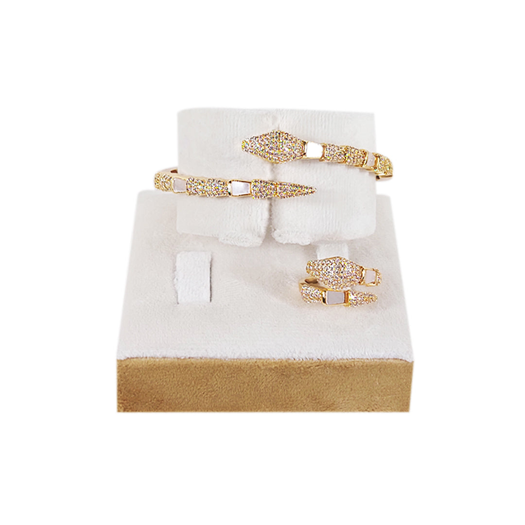 Statement Golden & Silver Snake Bracelet And Ring Set