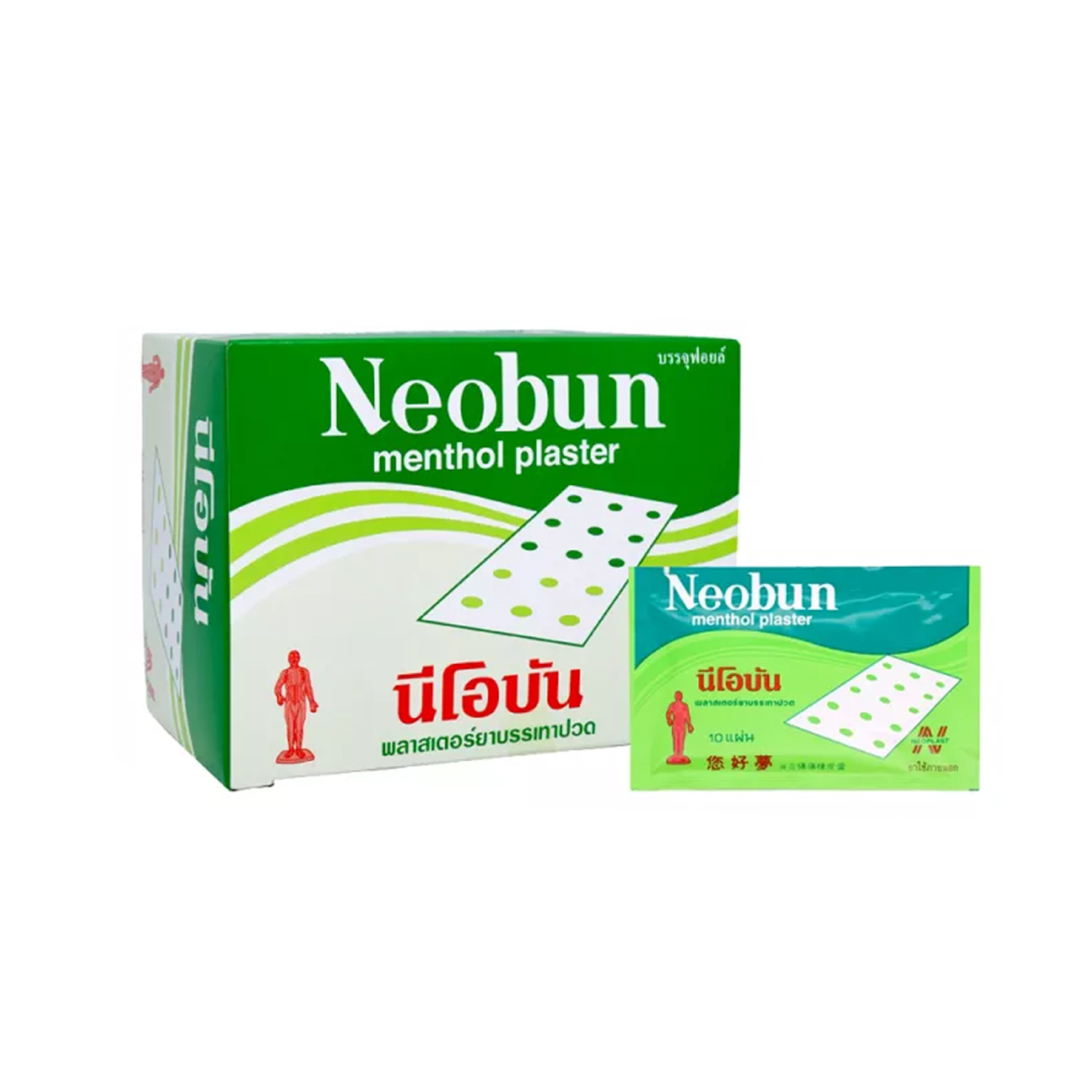 Neobun Menthol Plaster 1Box X 10Pcs X 10 Stickers = 200 Stickers