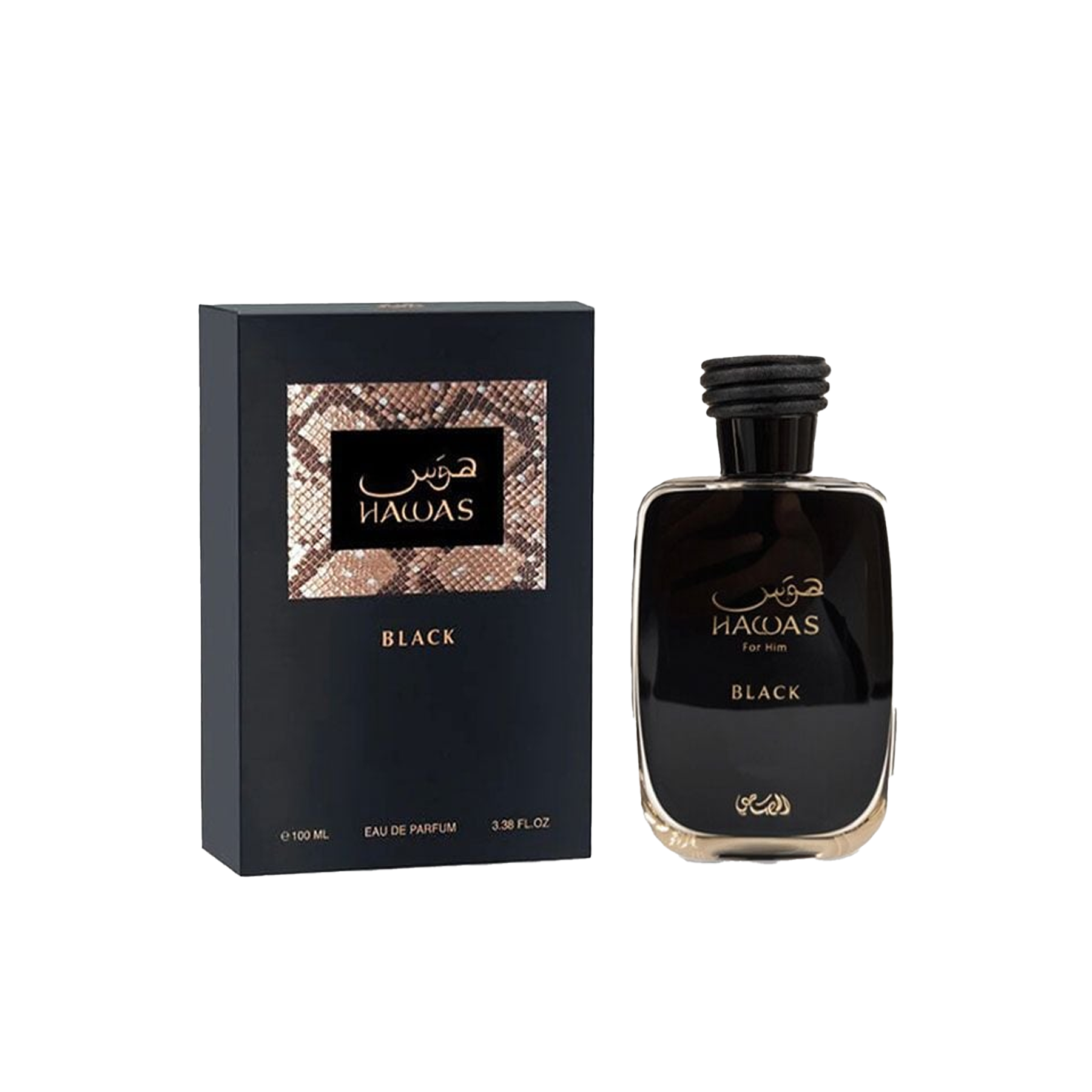 The product of Rasasi Hawas Black EDP