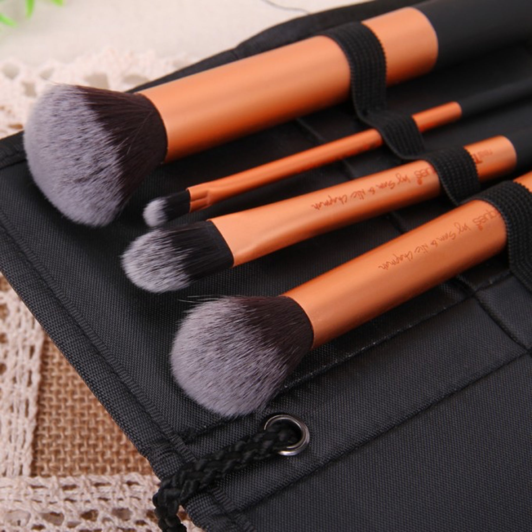 Real Techniques Core Collection Makeup Brush Set with Case Stand 