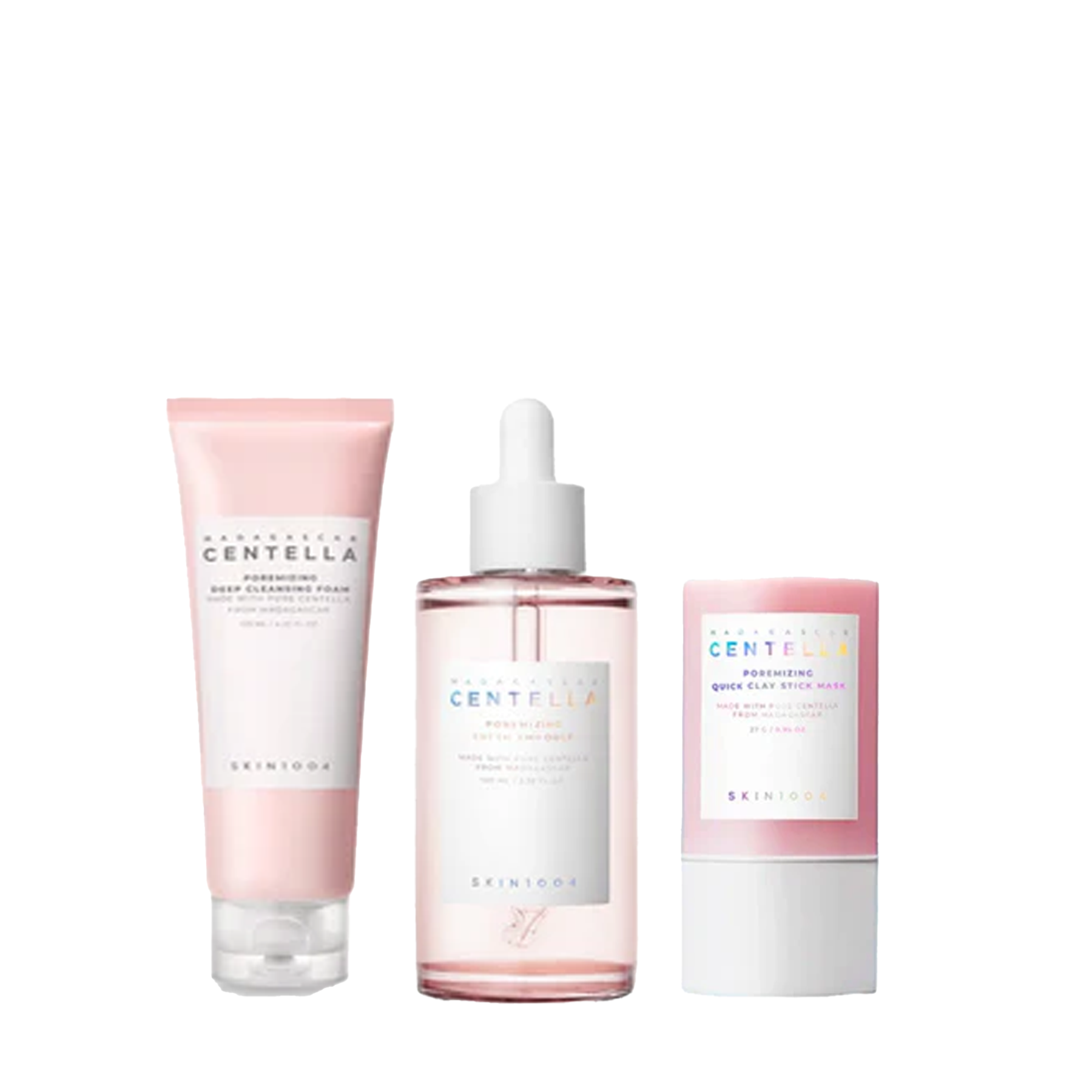 The product of SKIN1004 Madagascar Centella Poremizing Set Clay Stick + Ampoule + Cleansing Foam