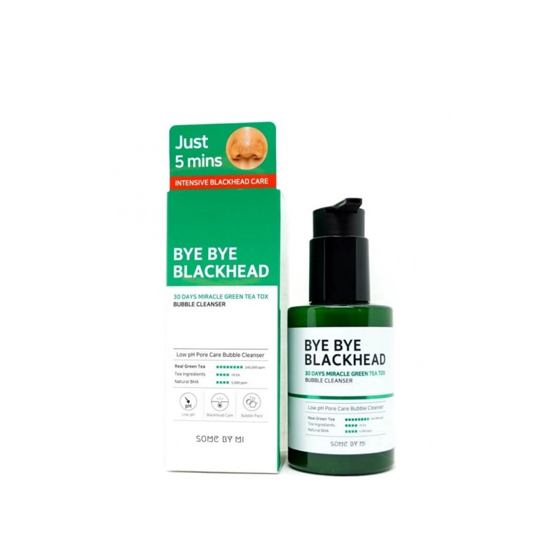 Some By Mi Bye Bye Blackhead 30 Days Miracle Green Tea Tox Bubble Cleanser 120g