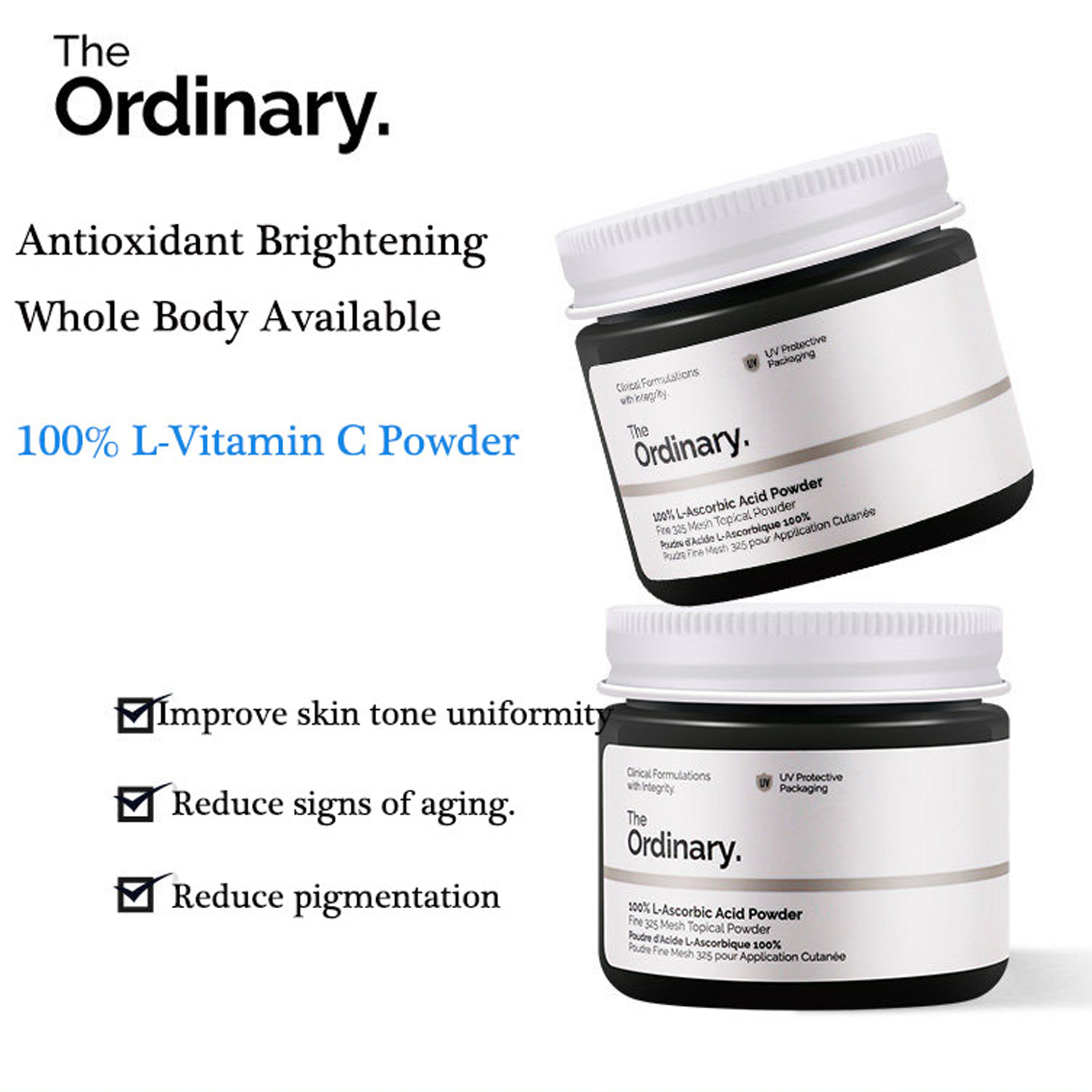 The Ordinary 100% L- ASCORBIC Acid Powder 20gm - Anti Aging & Uneven Skin tone