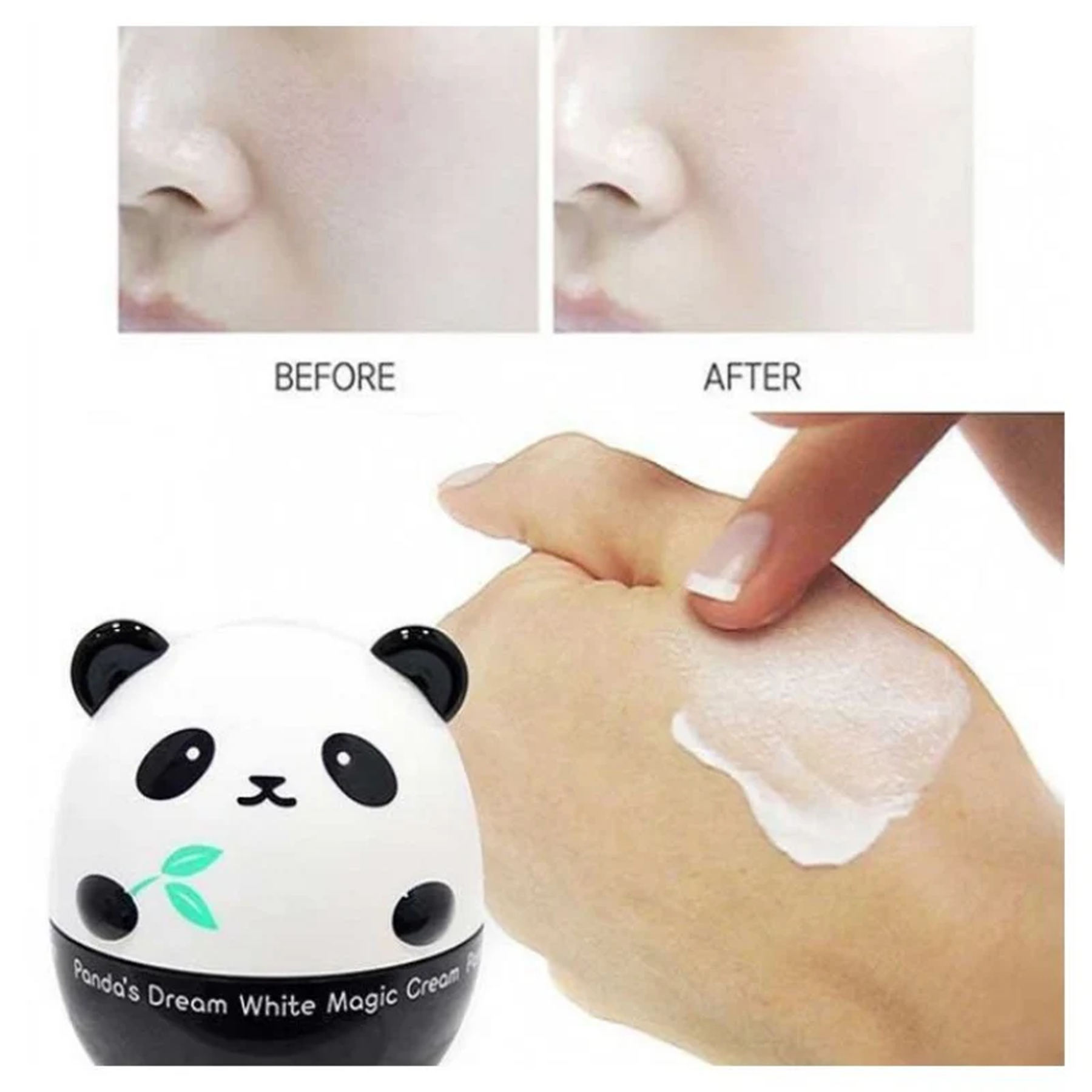 Before and After Ssage of TONYMOLY Panda's Dream White Magic Cream