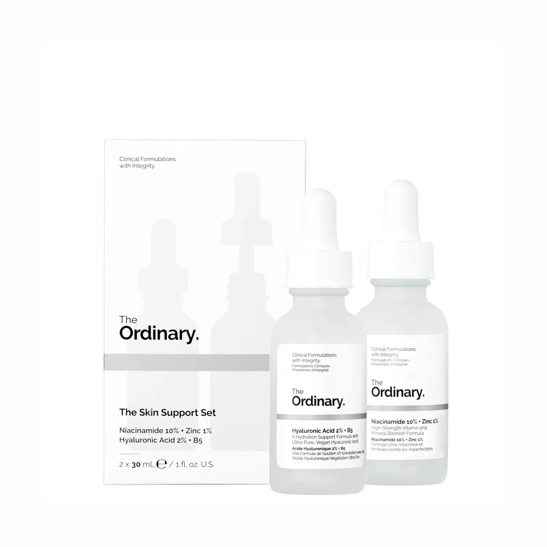 The Ordinary The Skin Support Set - Niacinamide + Hyaluronic Acid Serum - 2x30ml