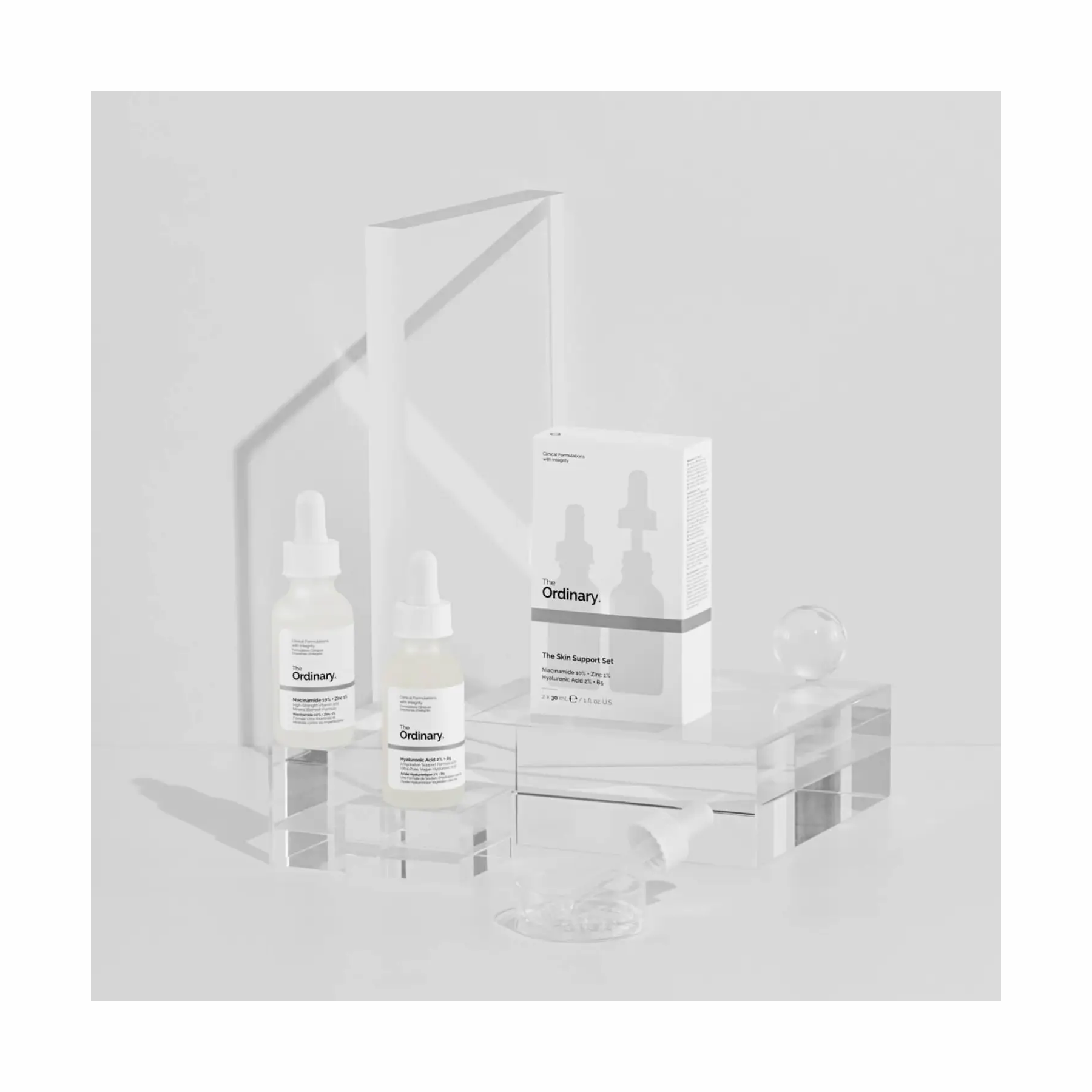 The Ordinary The Skin Support Set - Niacinamide + Hyaluronic Acid Serum - 2x30ml