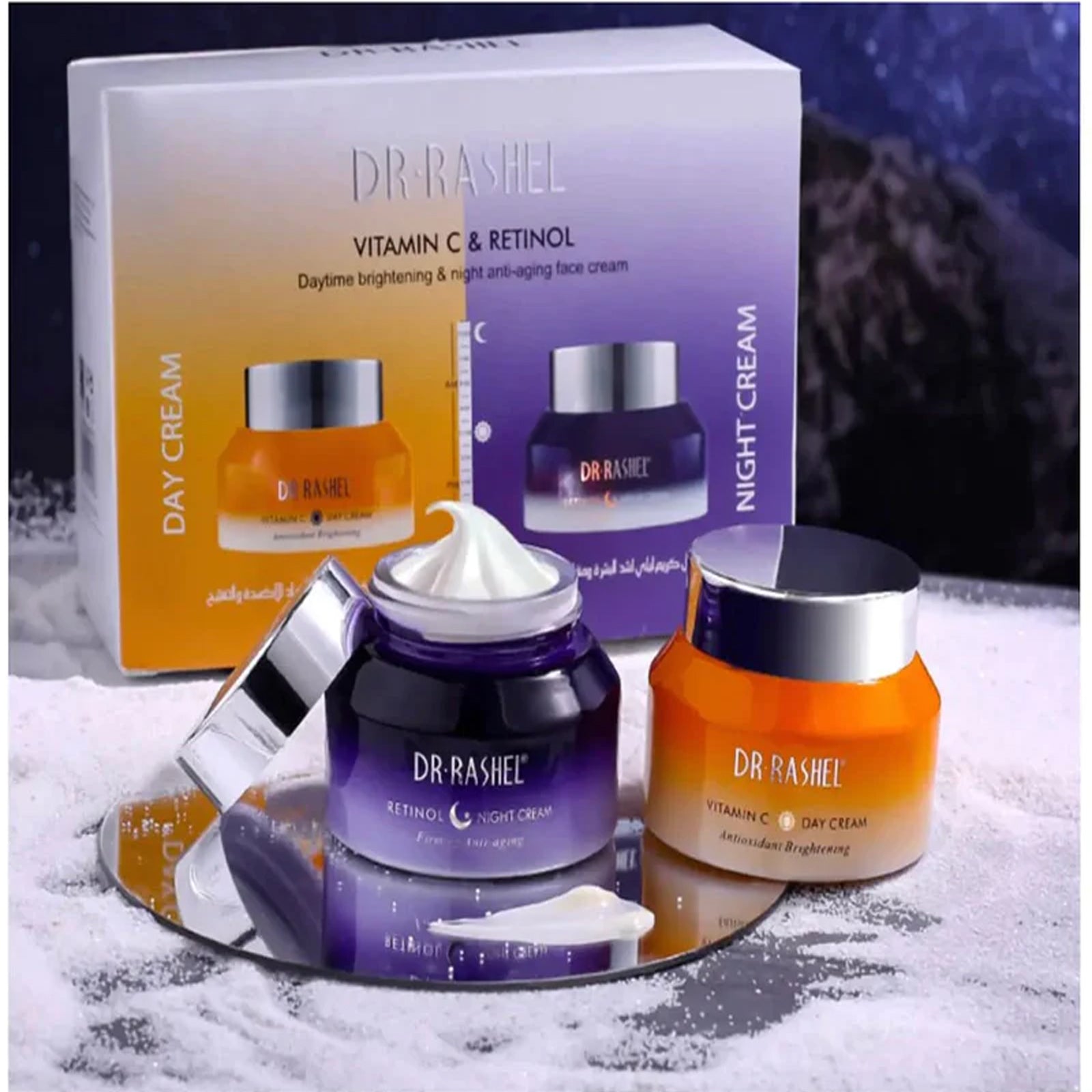 Dr. Rashel Vitamin C & Retinol Day and Night Time Brightening and Anti-Aging Face Cream -Pack of 2
