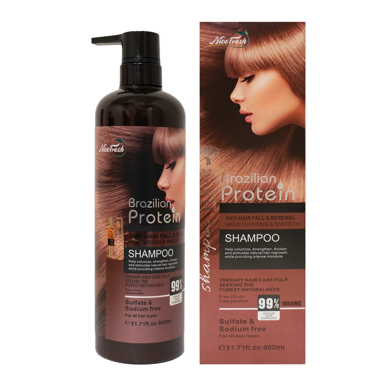 Nice Fresh Brazilian Protein Shampoo Sulfate and Sodium Free - 900ml