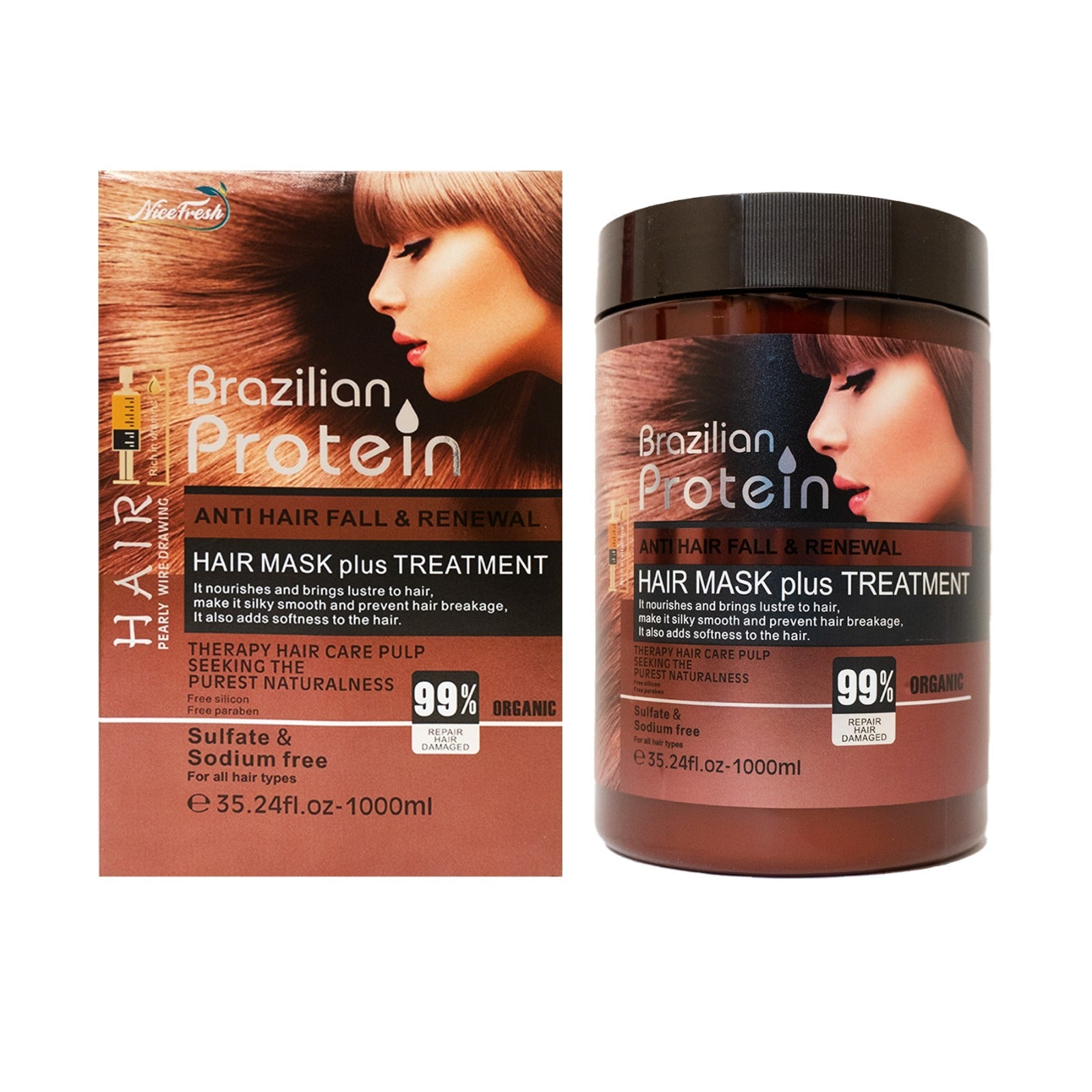 Nice Fresh Brazilian Protein Anti Hair Fall and Renewal Hair Mask - 1000ml