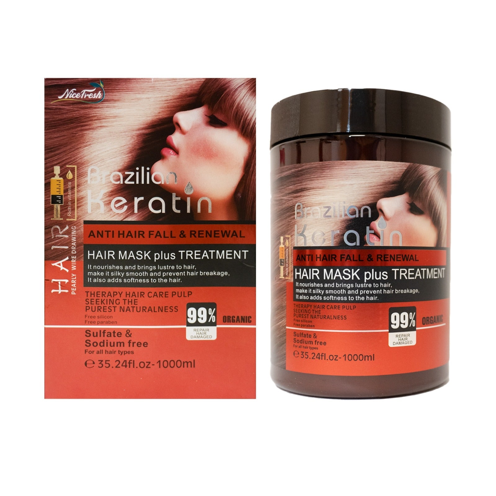 Nice Fresh Brazilian Keratin Anti Hair fall and Renewal Hair Mask - 1000ml