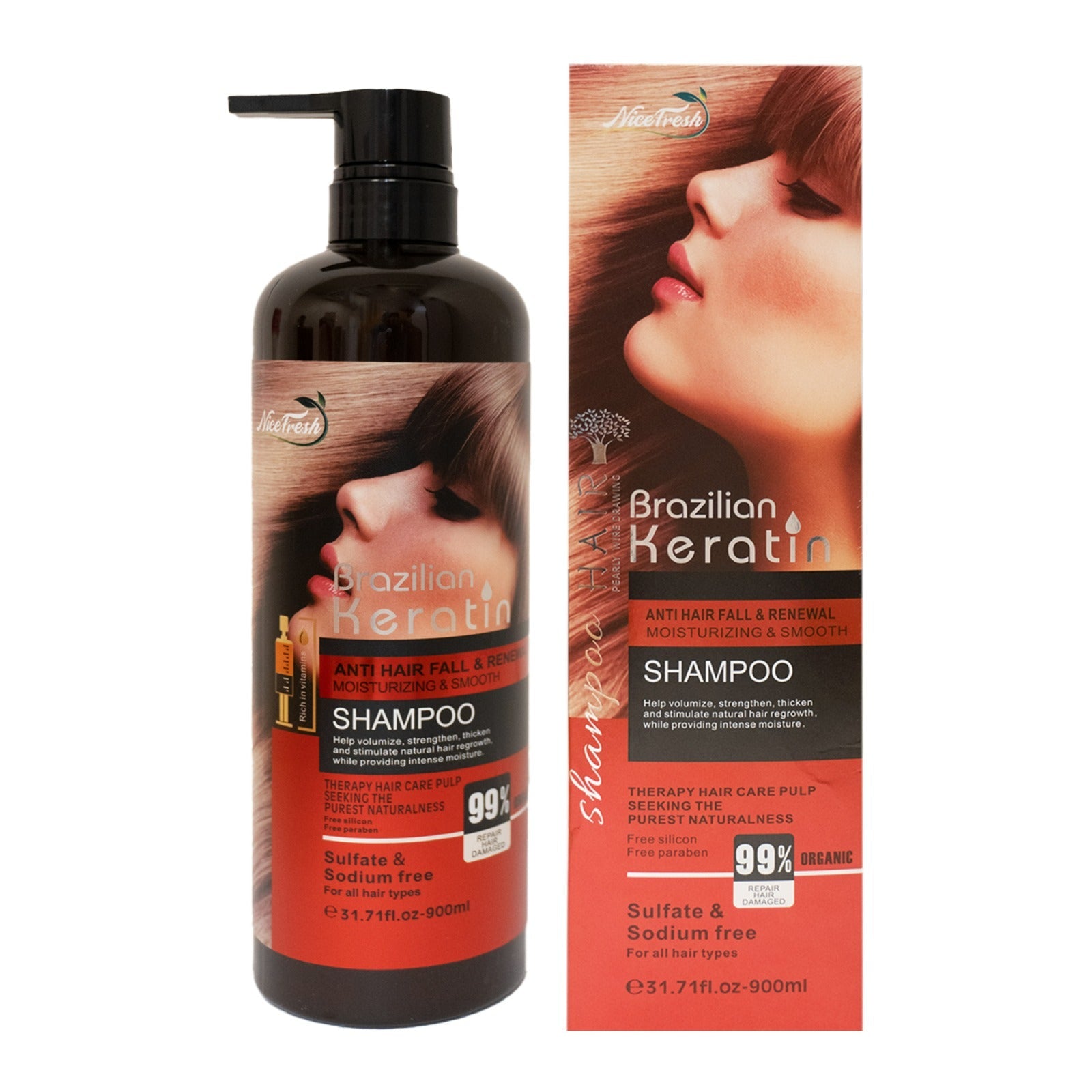 Nice Fresh Brazilian Keratin Shampoo Sulfate and Sodium Free - 900ml