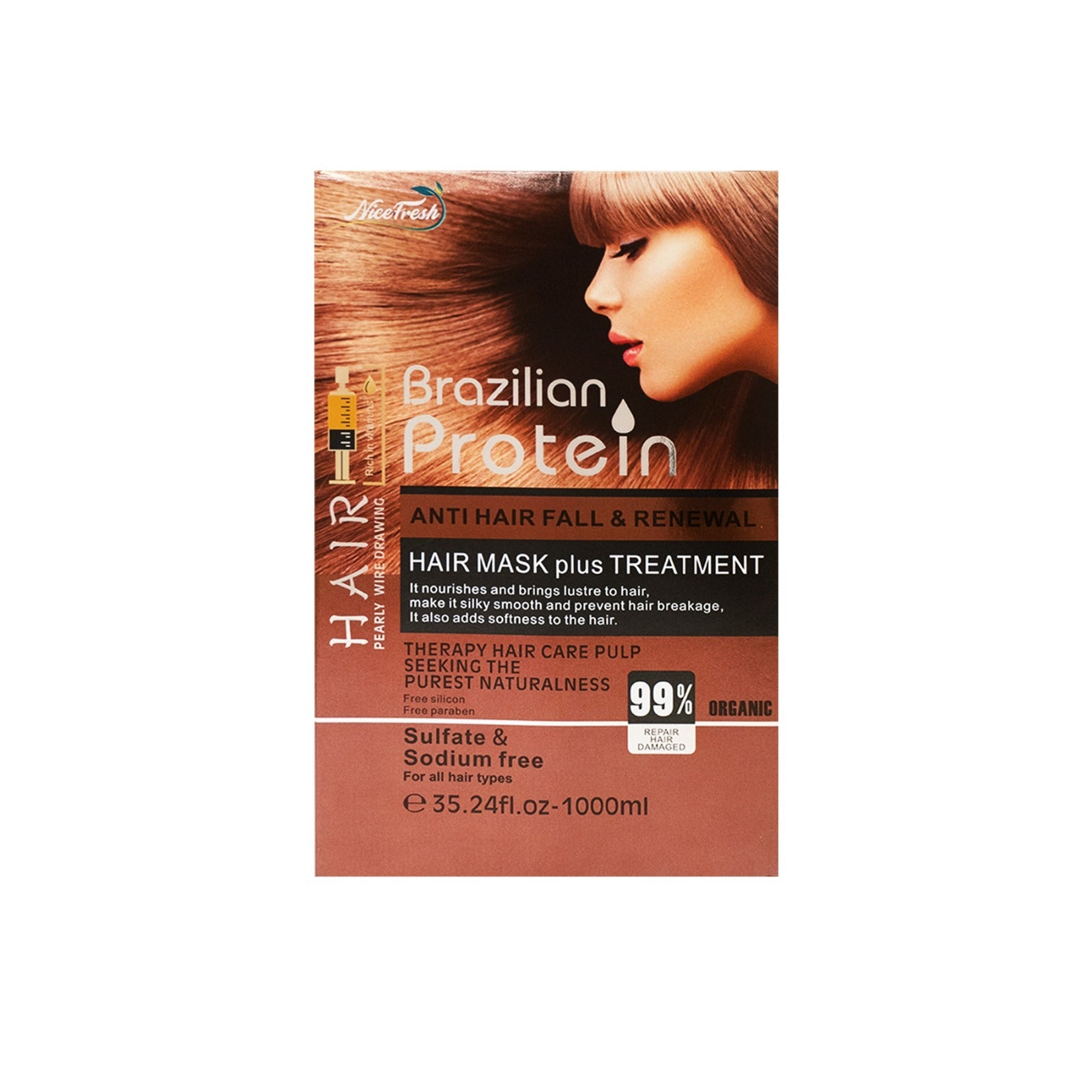 Nice Fresh Brazilian Protein Anti Hair Fall and Renewal Hair Mask - 1000ml
