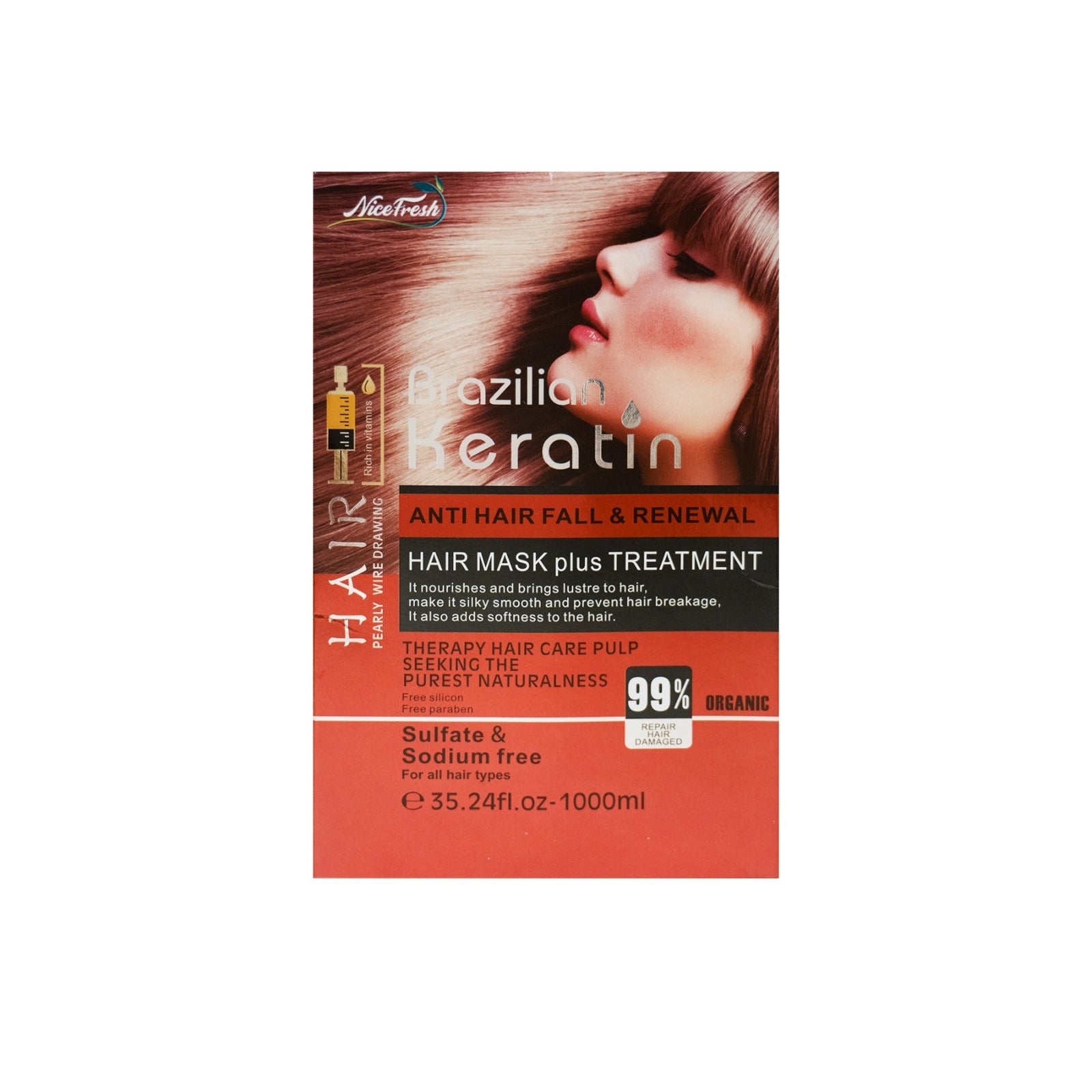 Nice Fresh Brazilian Keratin Anti Hair fall and Renewal Hair Mask - 1000ml