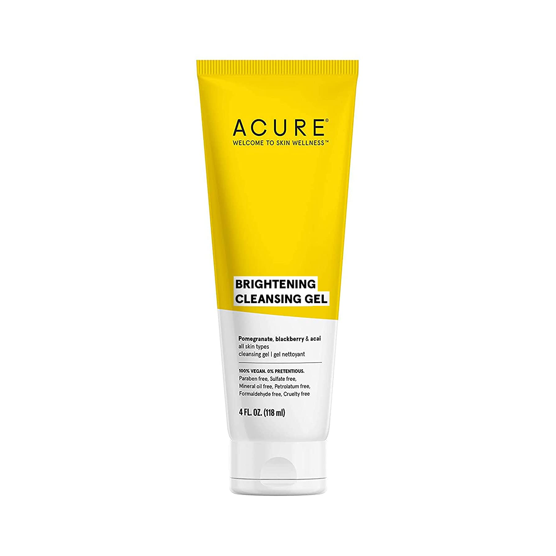 Acure Brightening Cleansing Gel - Gentle and effective cleanser with triple antioxidant blend. Suitable for all skin types.