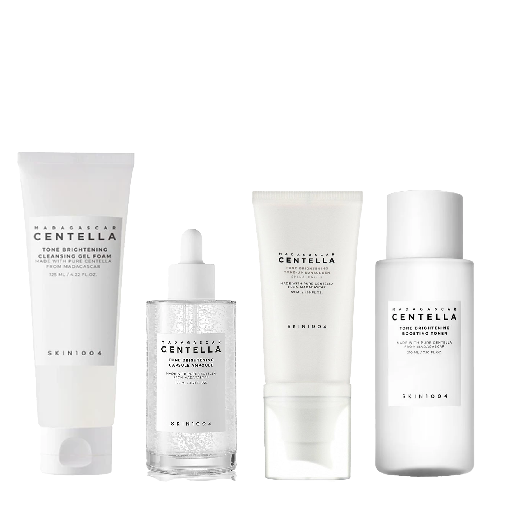 SKIN1004 Madagascar Centella Set Capsule Ampoule + Sunscreen + Cleansing Gel Foam+Boosting Toner