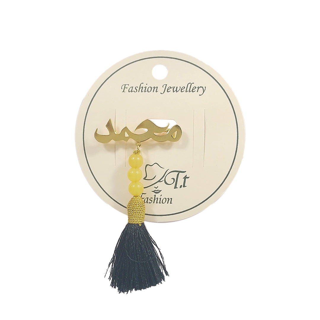 Customizable Golden With Beads Name Brooch For Boy And Men
