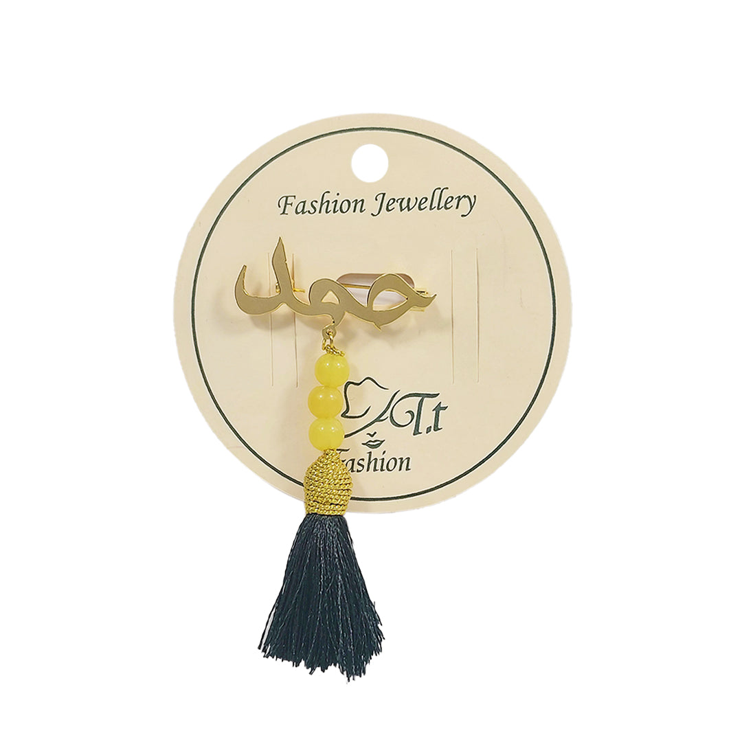 Customizable Golden With Beads Name Brooch For Boy And Men