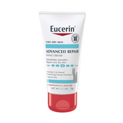 Tube of Eucerin Advanced Repair Hand Cream with Ceramide 3 and Natural Moisturizing Factors, ideal for dry, rough hands.