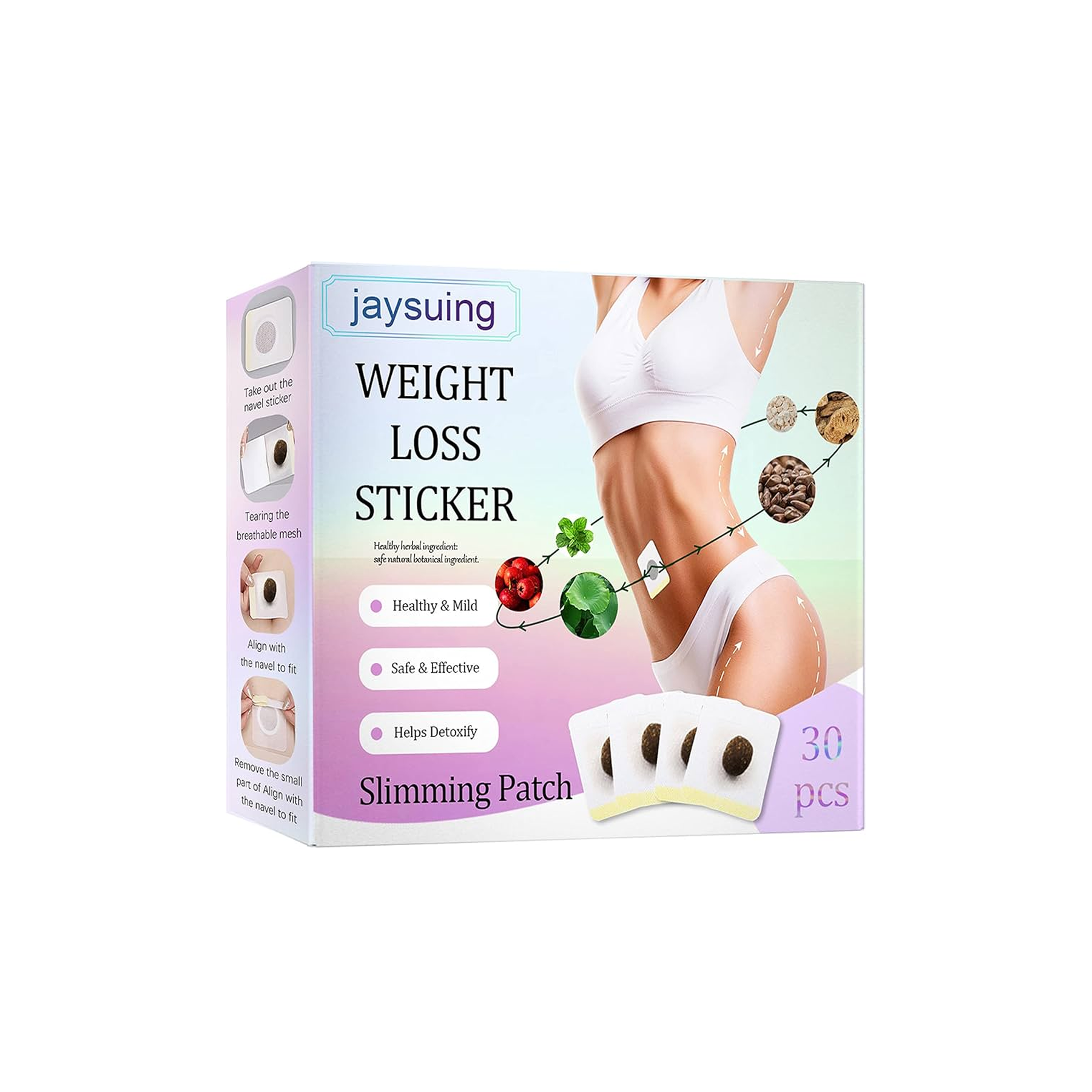 Jaysuing Weight Loss Sticker Herbal Slimming Belly Waist Patch - 30pcs