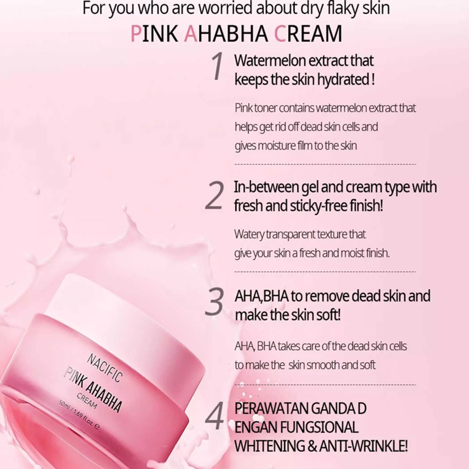 Nacific Pink AHA BHA Cream -50 ml